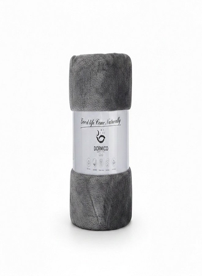 DORMICO Fleece Blanket 200x240 cm Microfiber Soft Warm Lightweight Breathable Double Bed Blanket Grey - Image 1